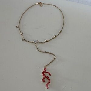 Swarovski Gold Necklace with Red Coral